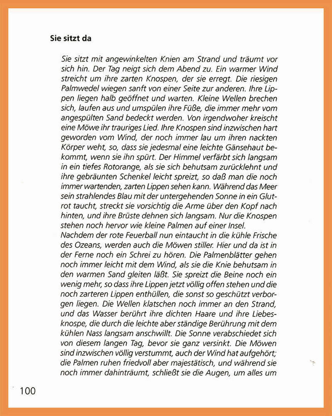 Scan: Hier ist die vierte Seite des Kapitels mit dem Beginn des dritten Textes "Sie sitzt da" zu sehen.