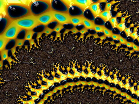Grafik: Diese Fraktale sehen aus wie zwei riesige gefräßige, gelb-schwarze Raupen.