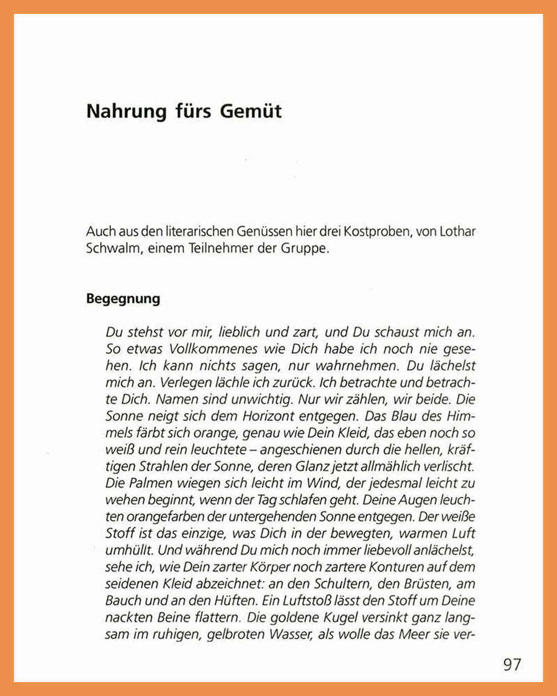 Scan: Hier ist die erste Seite des Kapitels mit dem Beginn des ersten meiner drei erotischen Texte zu sehen.