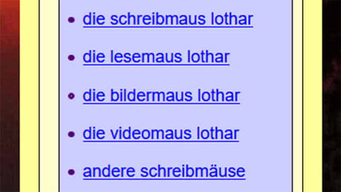 Bildschirmfoto: Unbesuchte blaue Links in der Hauptnavigation in der linken Spalte.